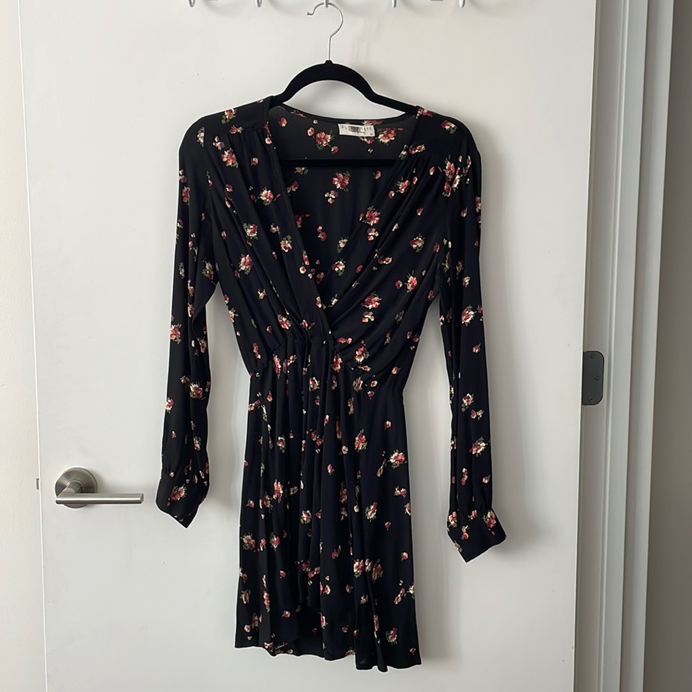 Black floral long sleeve dress